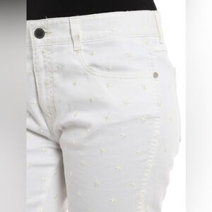 Stella McCartney Off White Skinny Boyfriend Star Embroidered Jeans Sz 26